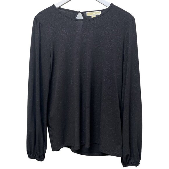 MICHAEL Michael Kors Black Sparkle Top M/L Womens Stretch Jersey Evening Top - Picture 1 of 7